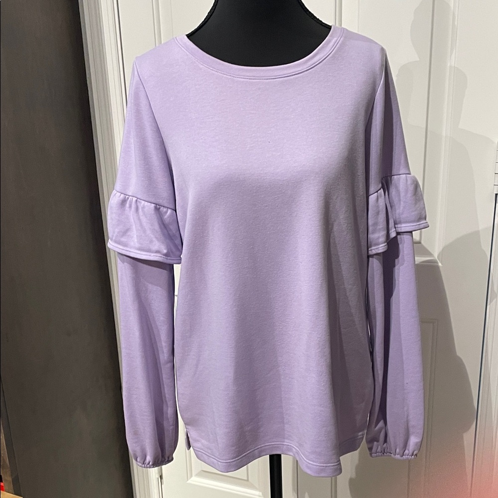 Old Navy Lavender Ruffle Sleeve Sweatshirt (E)